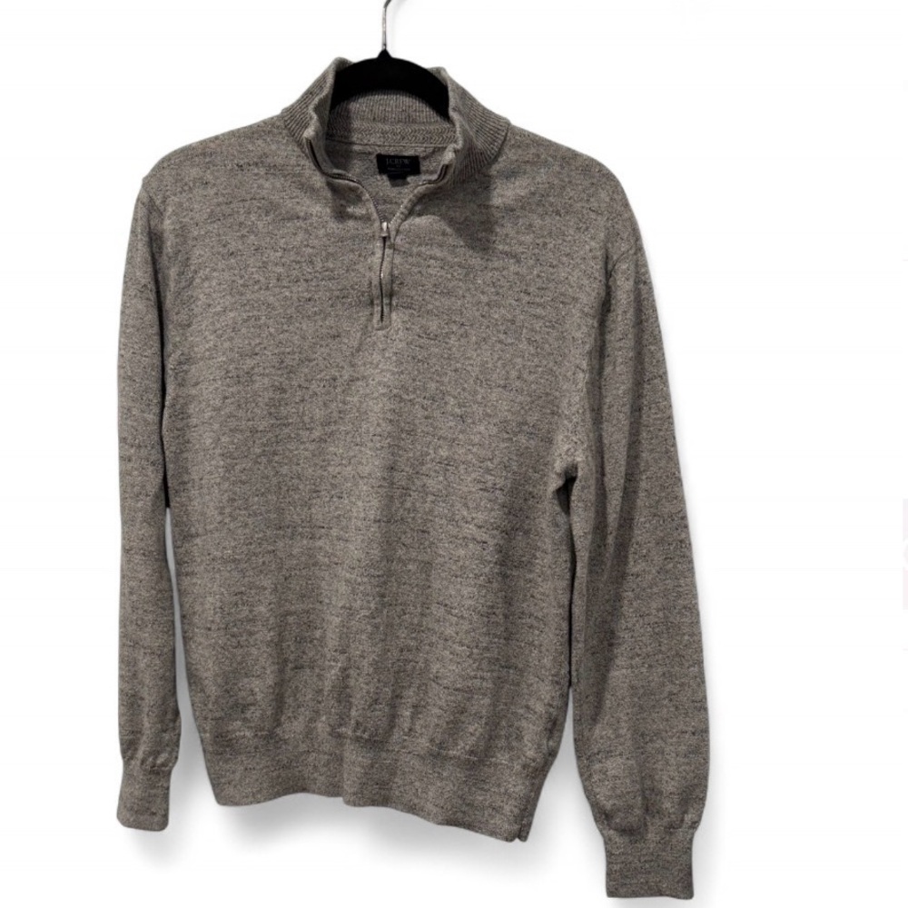 J. Crew Men's Heather Gray Quarter-Zip Sweater